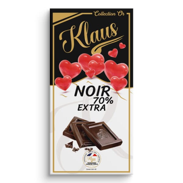 Tablette Coeur noir 70% extra 100g