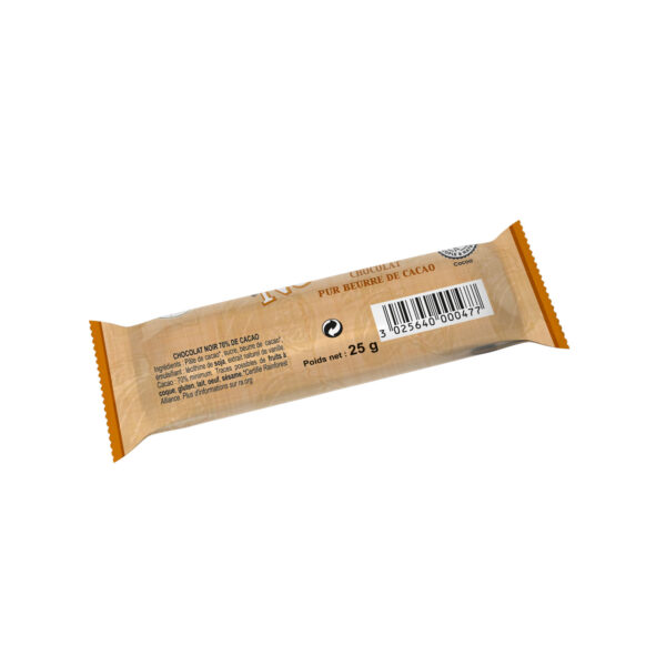 Barre chocolat noir 70% extra 25g – Image 2