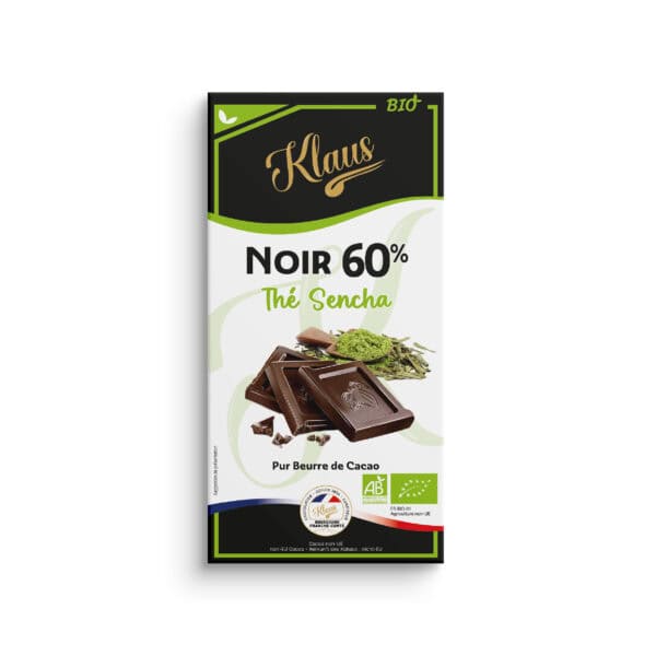 Tablette Bio Noir 60% Thé Sencha 100g