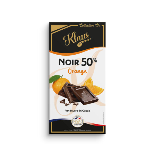 Tablette Or noir 50% à l'orange 100g