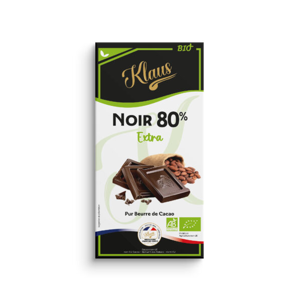 Tablette Bio noir 80% extra 100g